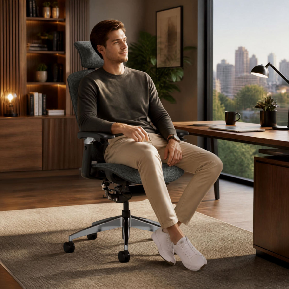 Ergo Click High Back Ergonomic Poasture OfficeChair with Arms and Headrest