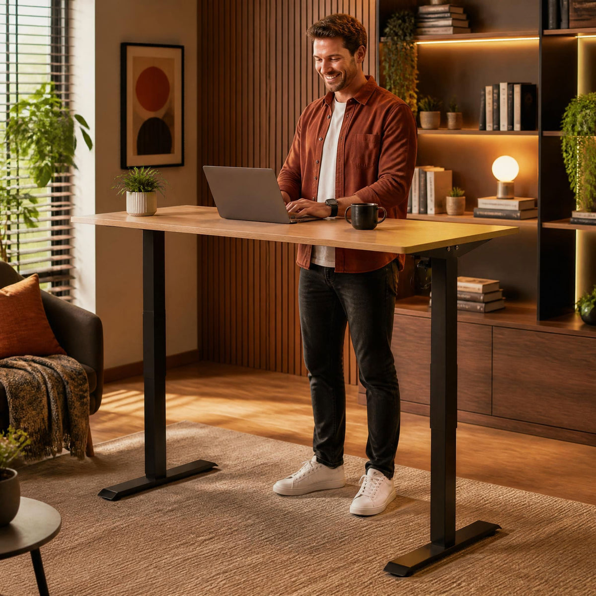 Air Lite Height Adjustable Desk With Scalloped Edge