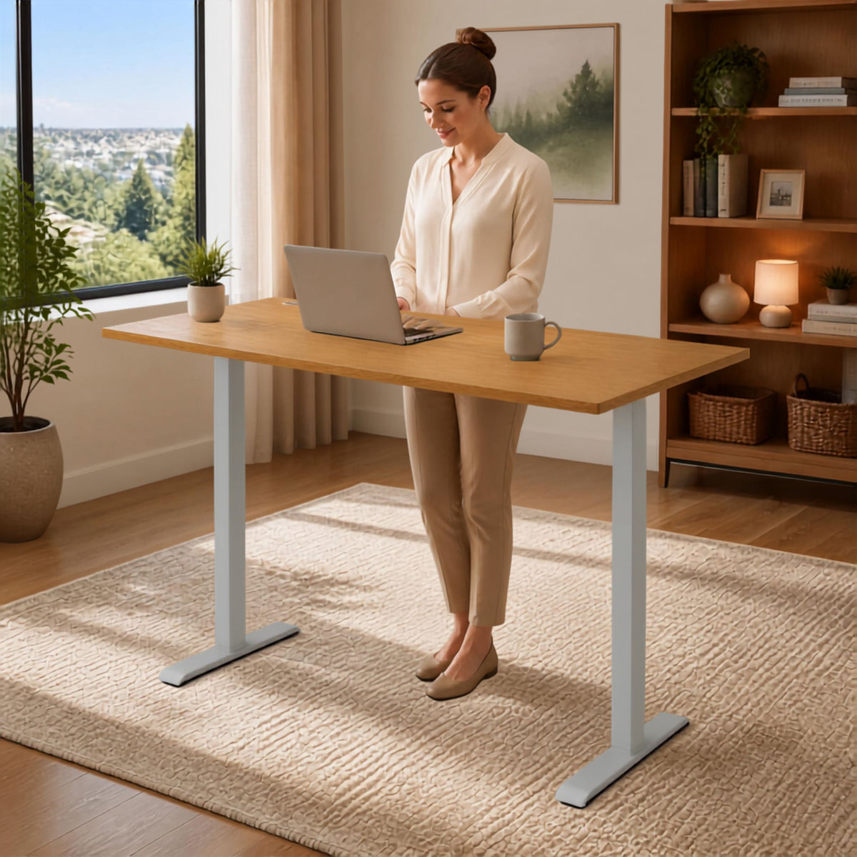 Air Lite Height Adjustable Desk with Cable Ports