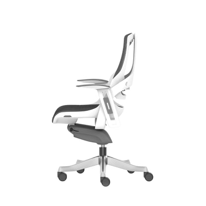 Zure High Back White Shell Mesh Executive Office Chair With Arms