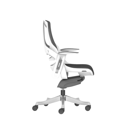 Zure High Back White Shell Mesh Executive Office Chair With Arms