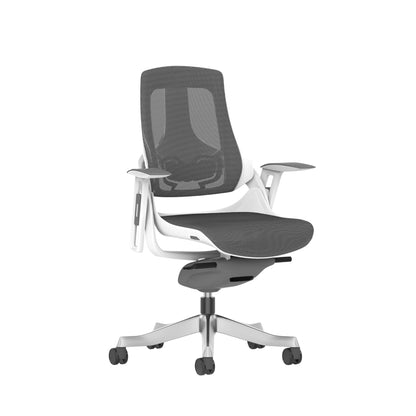 Zure High Back White Shell Mesh Executive Office Chair With Arms