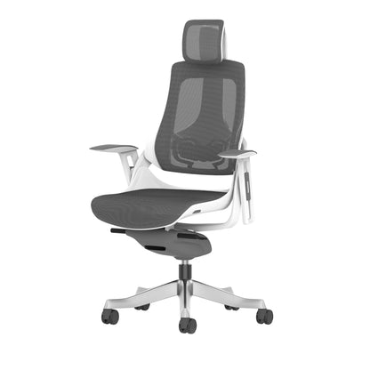 Zure High Back White Shell Mesh Executive Office Chair With Arms