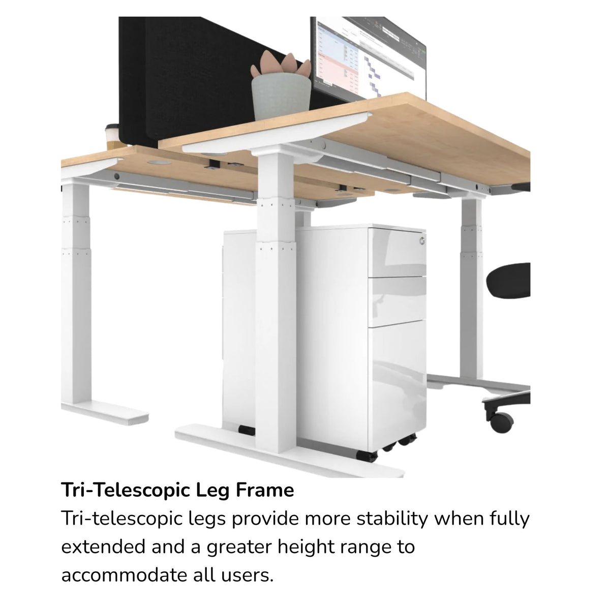 The Focus Air Slimline Standing Desk With Cable Ports